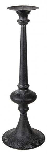 Kovový černý svícen s patinou Feline – 15x45 cm