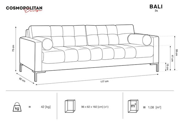 Tmavě modrá sametová pohovka Cosmopolitan Design Bali