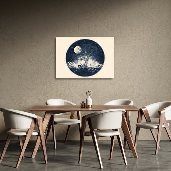 Skleněný obraz - Magický strom s jelenem I. (70x50 cm)