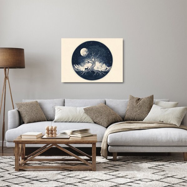 Skleněný obraz - Magický strom s jelenem I. (70x50 cm)
