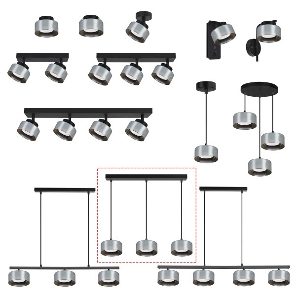 Brilagi - LED Lustr na lanku AURA LUX 3xGX53/30W/230V černá/kouřová