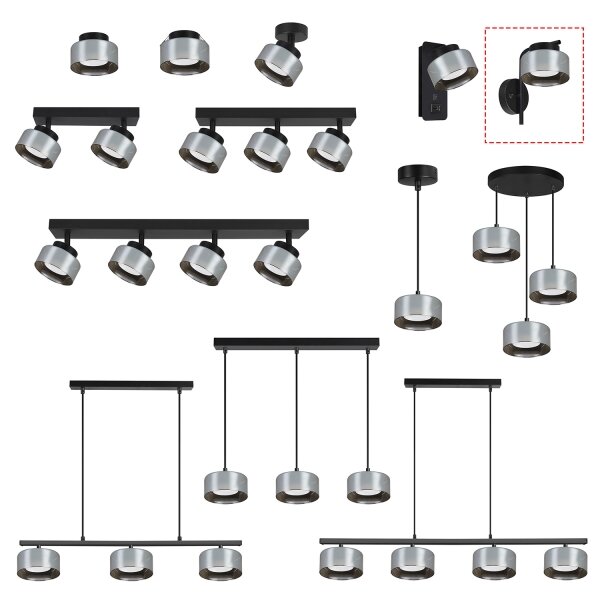 Brilagi - LED Nástěnná lampa AURA LUX 1xGX53/30W/230V černá/kouřová