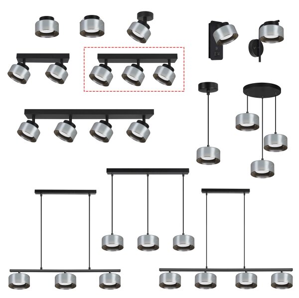 Brilagi - LED Bodové svítidlo AURA LUX 3xGX53/30W/230V černá/kouřová