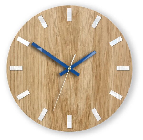 ModernClock Nástěnné hodiny Simple Oak hnědo-modré