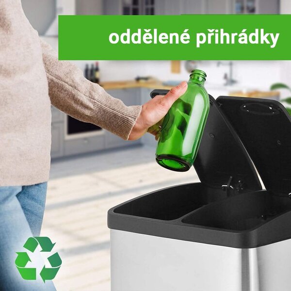 Jago Odpadkový koš na tříděný odpad 16 L, nerezový