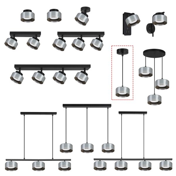 Brilagi - LED Lustr na lanku AURA LUX 1xGX53/30W/230V černá/kouřová
