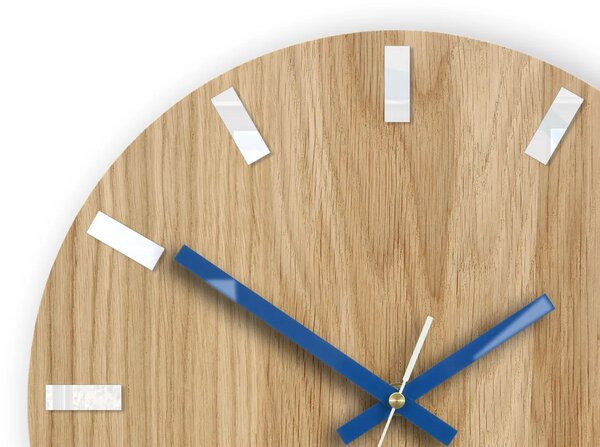 ModernClock Nástěnné hodiny Simple Oak hnědo-modré