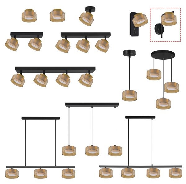 Brilagi - LED Nástěnná lampa AURA LUX 1xGX53/30W/230V černá/zlatá