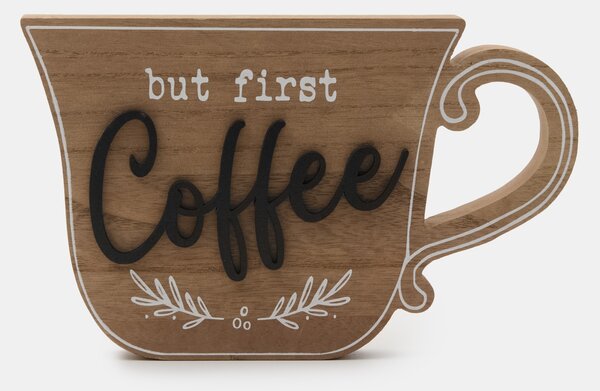 Sinsay - Stojací dekorace ve tvaru šálku s nápisem Coffee - béžová