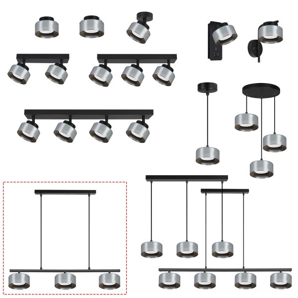 Brilagi - LED Lustr na lanku AURA LUX 3xGX53/30W/230V černá/kouřová