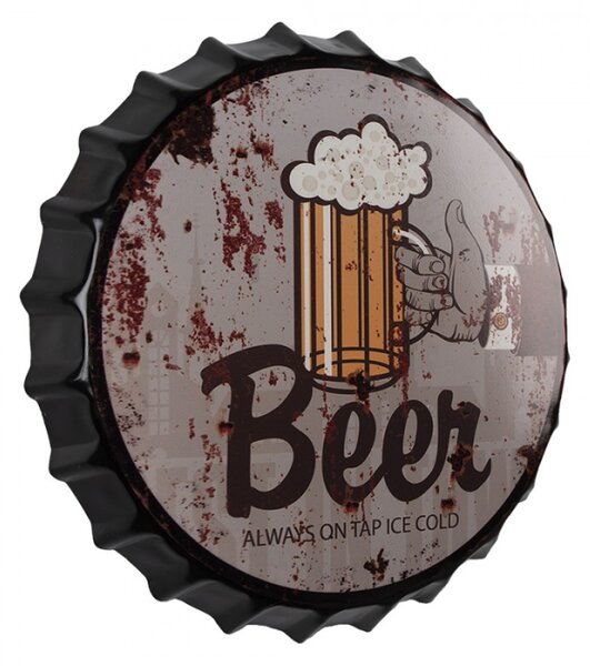 Nástěnná kulatá cedule Beer – 33x4 cm