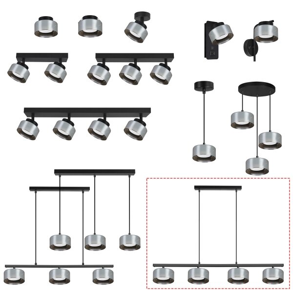 Brilagi - LED Lustr na lanku AURA LUX 4xGX53/30W/230V černá/kouřová