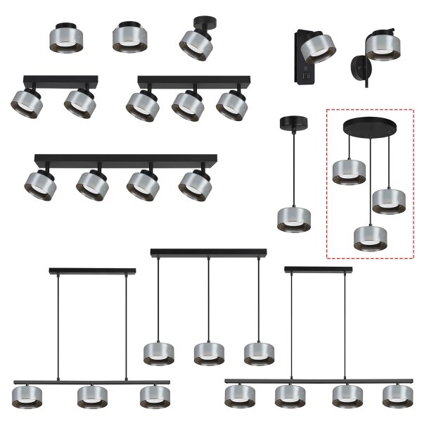 Brilagi - LED Lustr na lanku AURA LUX 3xGX53/30W/230V černá/kouřová