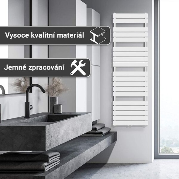 AQUAMARIN Vertikální koupelnový radiátor 180 x 60 cm, bílý