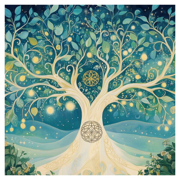 Obraz - Magický strom se spirálami (30x30 cm)