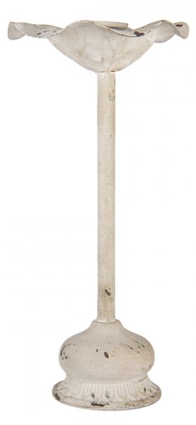 Bílý kovový svícen s patinou ve tvaru listu – 22x48 cm