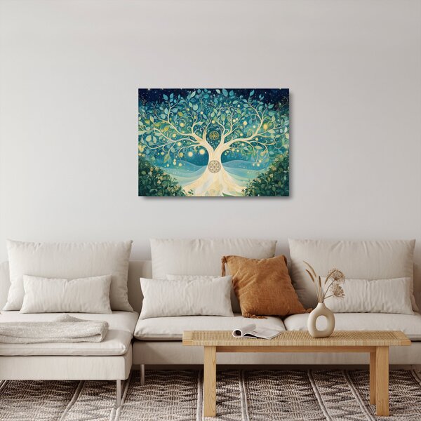 Skleněný obraz - Magický strom se spirálami (70x50 cm)