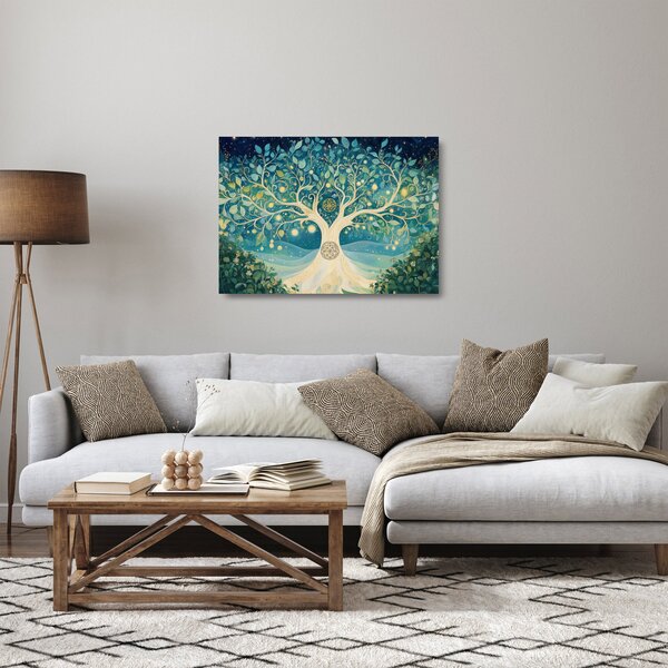 Skleněný obraz - Magický strom se spirálami (70x50 cm)