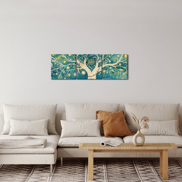 Obraz - Magický strom se spirálami (s hodinami) (90x30 cm)