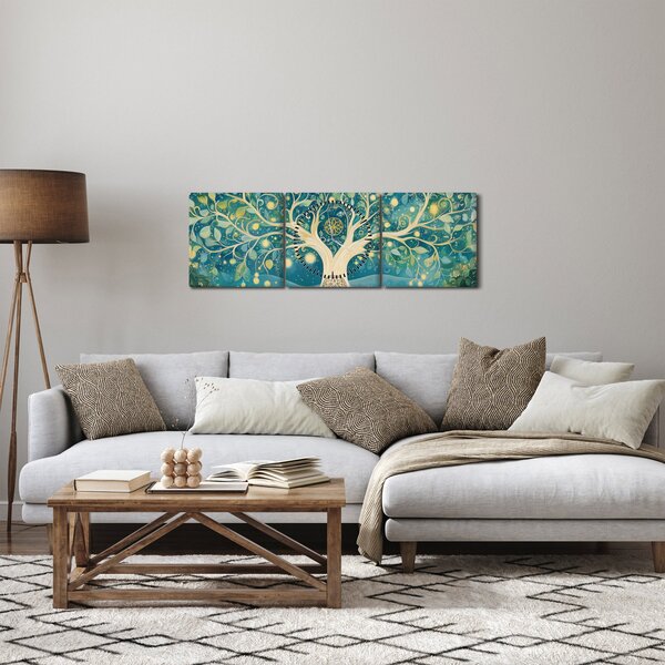 Obraz - Magický strom se spirálami (s hodinami) (90x30 cm)