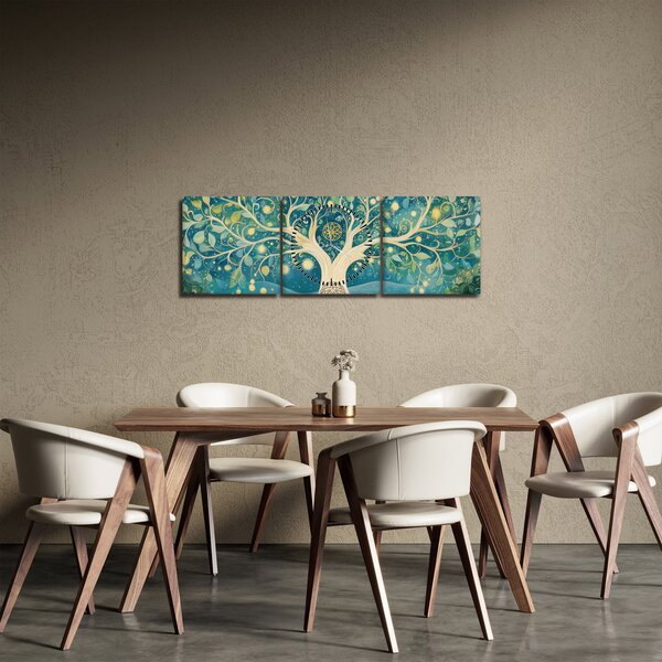 Obraz - Magický strom se spirálami (s hodinami) (90x30 cm)