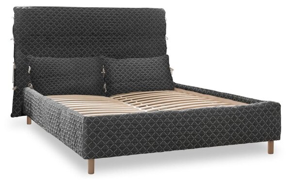 Šedá čalouněná dvoulůžková postel s roštem 140x200 cm Sleepy Luna – Miuform
