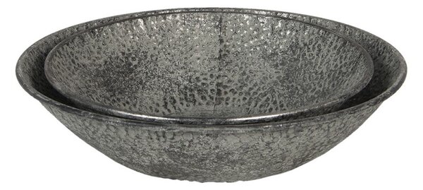 Sada 2ks kovová šedá mísa se vzorem – 35x9 / 41x10 cm