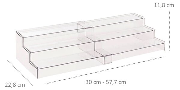 JJA Přídavná roztahovací polička, organizér na kořenky, 3 schůdky, 31 - 58 x 23 x 12 cm