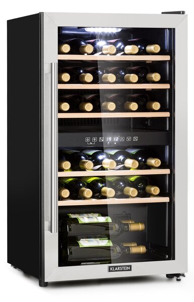 Klarstein Vinamour 29D, vinotéka, 80 l/29 lahví, 2 zóny, 5-22 °C, dotykové ovládání