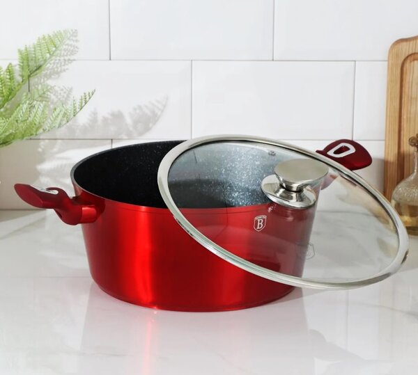 Sada nádobí s mramorovým povrchem 15 ks Burgundy Metallic Line