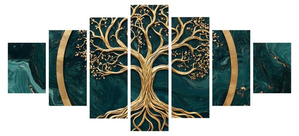 Obraz - Zlatý strom života v mramoru (210x100 cm)