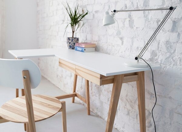 Pracovní stůl s bílou deskou 85x135 cm Luka – Ragaba