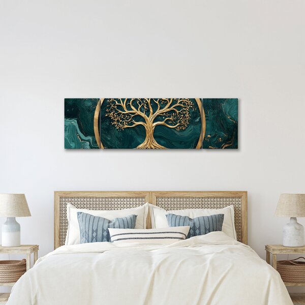 Obraz - Zlatý strom života v mramoru (170x50 cm)