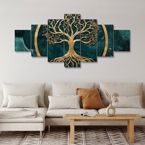 Obraz - Zlatý strom života v mramoru (210x100 cm)