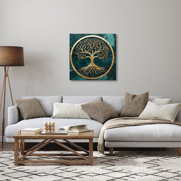 Obraz - Zlatý strom života v mramoru (30x30 cm)