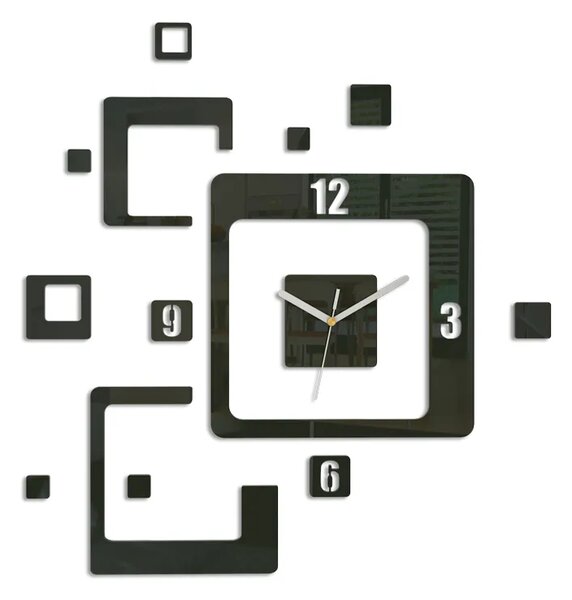 ModernClock 3D nalepovací hodiny Trio Quadrat černé