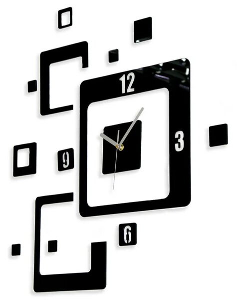 ModernClock 3D nalepovací hodiny Trio Quadrat černé