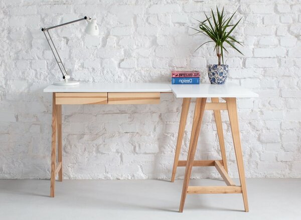 Pracovní stůl s bílou deskou 85x135 cm Luka – Ragaba