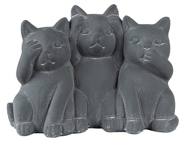 Šedá dekorace socha 3 kočky Cat Grey – 22x10x16 cm