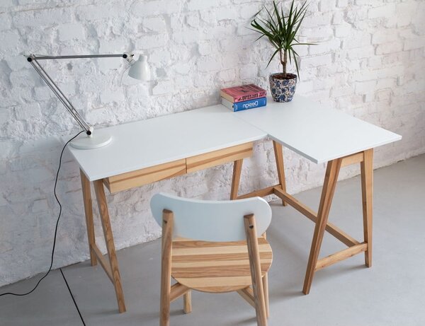 Pracovní stůl s bílou deskou 85x135 cm Luka – Ragaba