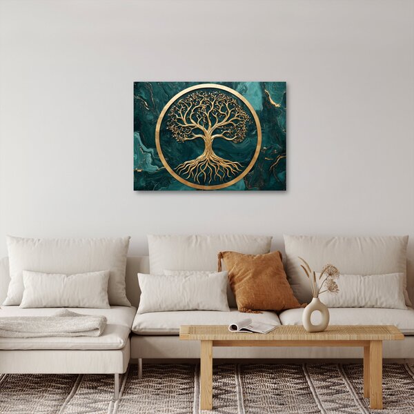Obraz - Zlatý strom života v mramoru (70x50 cm)