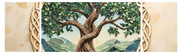 Obraz - Spletený strom života (170x50 cm)