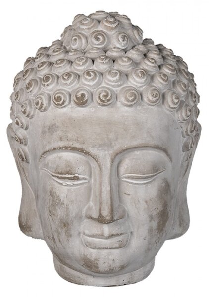 Dekorace šedá hlava Buddhy L – 17x17x24 cm