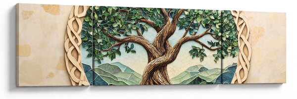 Obraz - Spletený strom života (170x50 cm)