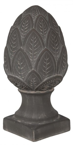 Šedá dekorace šiška na podstavci Pine M – 13x26 cm