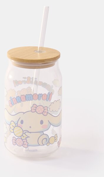 Sinsay - Skleněný hrnek s bambusovým víčkem a brčkem Cinnamoroll - vícebarevná