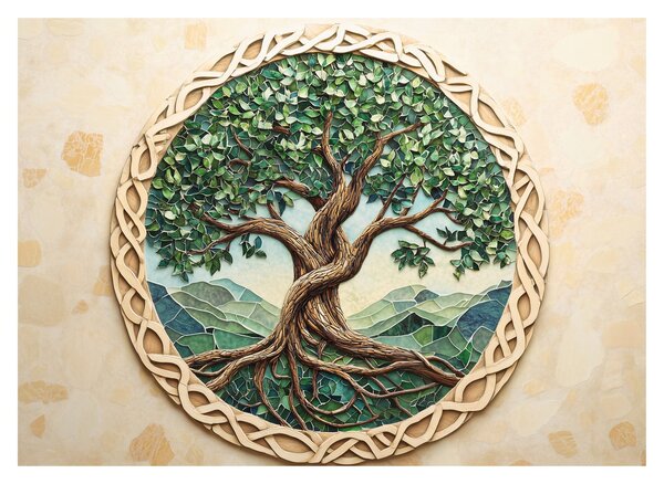 Skleněný obraz - Spletený strom života (70x50 cm)