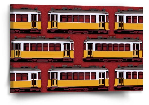 Sablio Obraz Lisabonské historické tramvaje Červený Pattern - 60x40 cm
