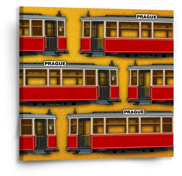 Sablio Obraz Pražské historické tramvaje Žlutý Pattern - 50x50 cm