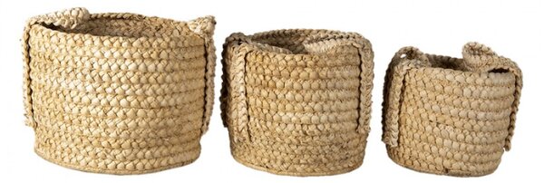 Sada 3ks pletených košíků s uchy Jasmin – (3) 34x36 / 29x37 / 26x31 cm